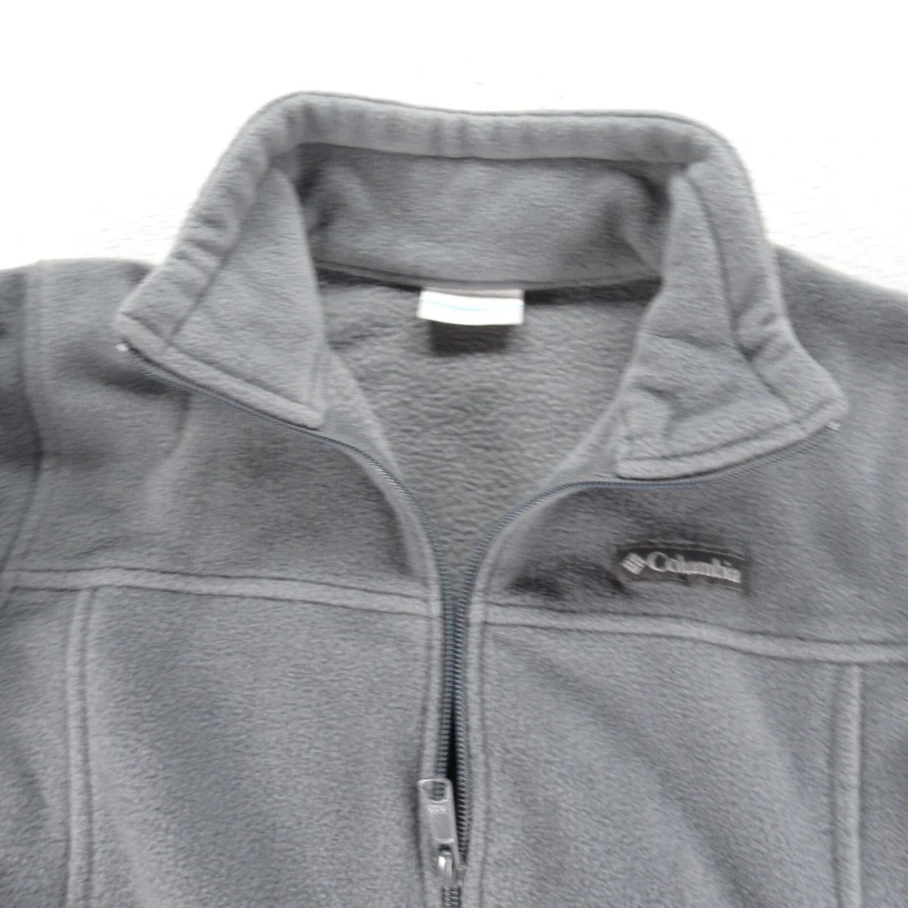 Columbia Jacket Youth Large 14/16 Gray Pockets Fleece Full Zip Super Soft Hiking